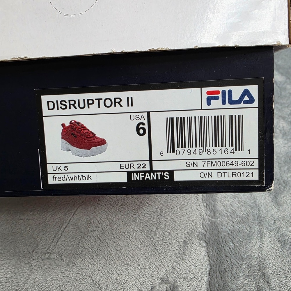 FILA Disrupter 2 Infant Sneakers Size 6 Red Chunky Shoes-NEW IN BOX - Picture 3 of 3